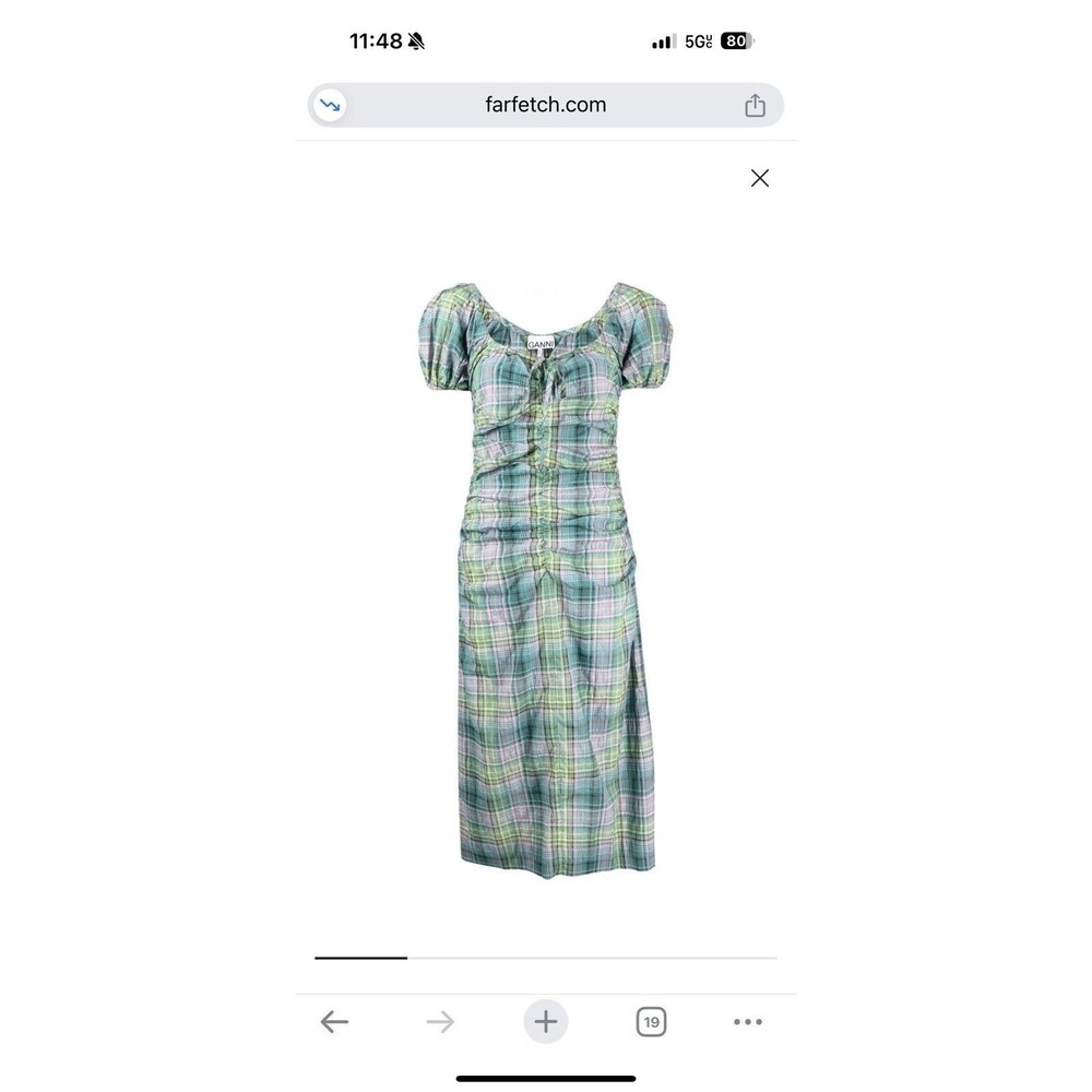 GANNI checked seersucker midi dress Size 42